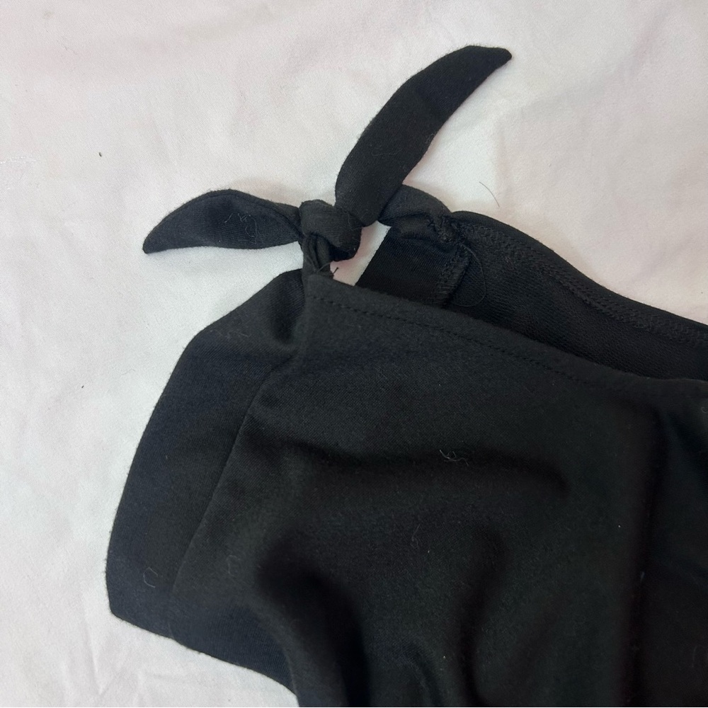 Lulus always lounging black tie sleeves romper with pockets size large NWOT - Picture 5 of 9